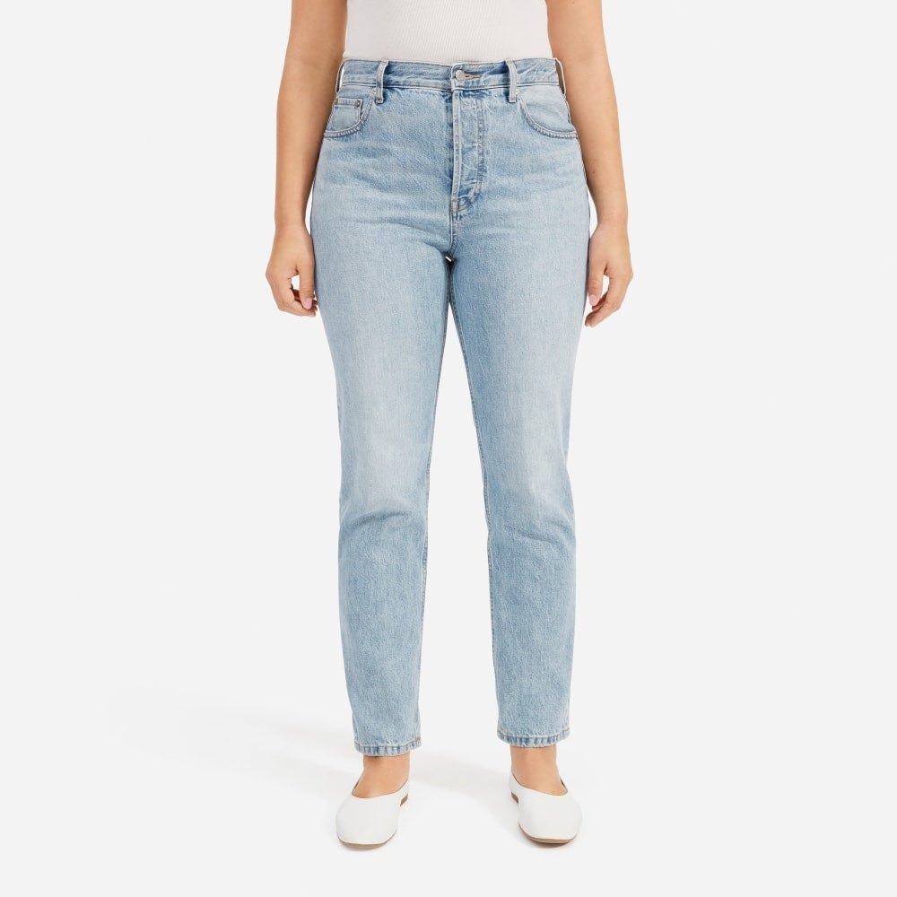 Everlane Womens Cheeky Jeans 28 Light Blue Wash High Rise Straight Crop Denim